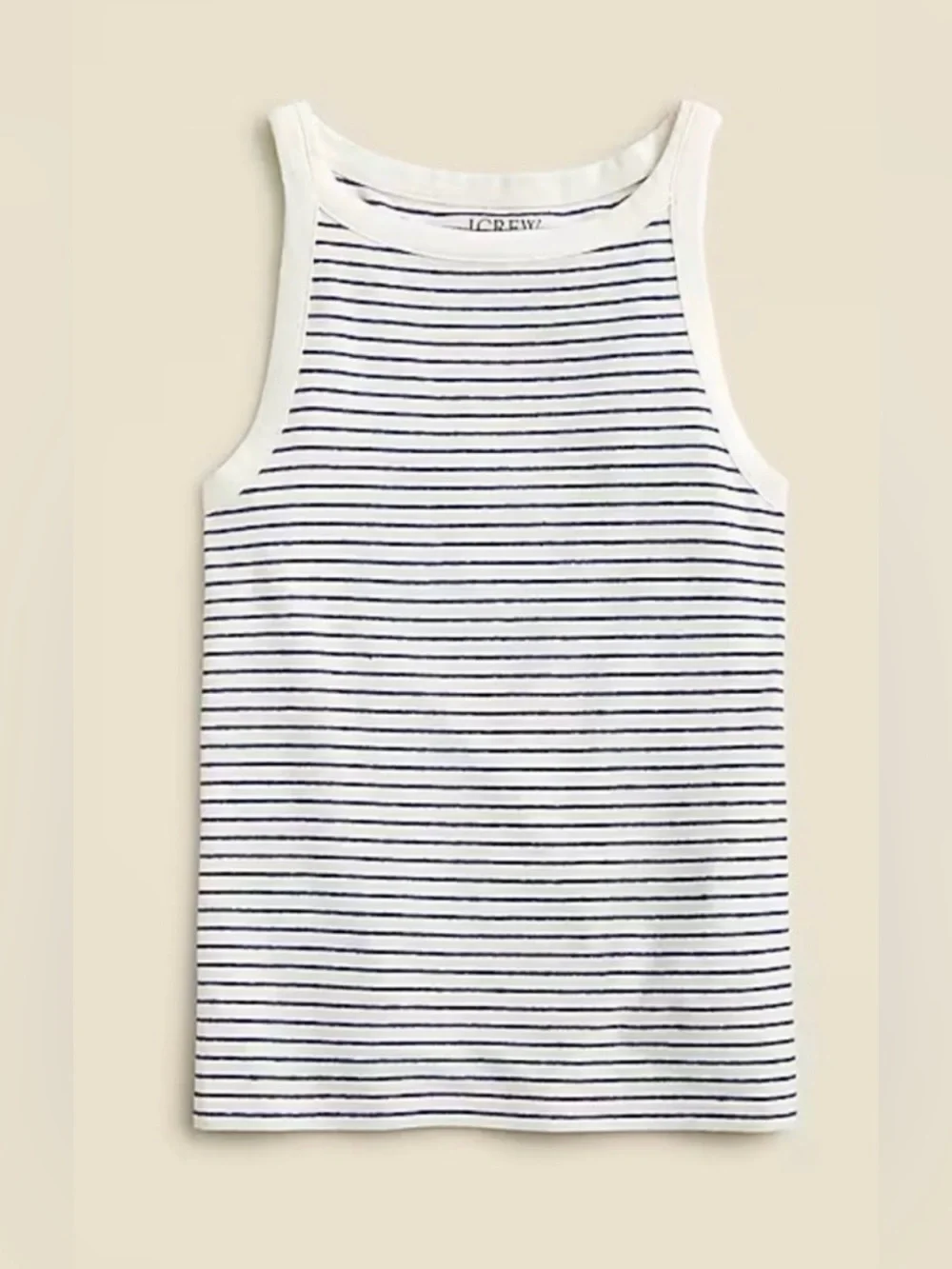 J.Crew High-neck tank top in striped stretch linen blend